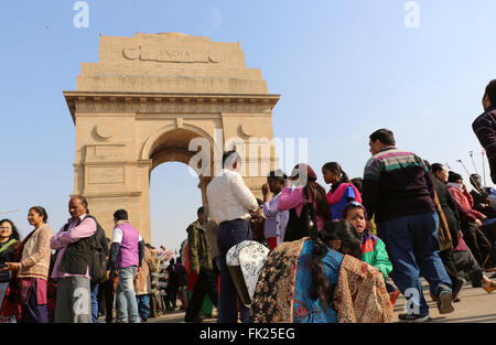 India Gate, eines der Wahrzeichen in New Delhi, Indien. Es ist ursprünglich das All India War Memorial für die 70.000 tot genannt Stockfoto