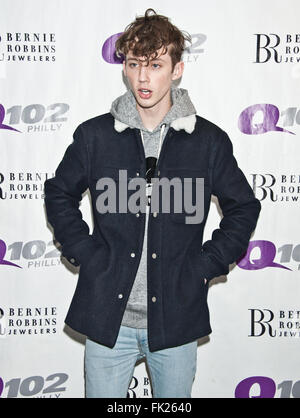 Bala Cynwyd, Pennsylvania, USA. 4. März 2016. Singer-Songwriter Troye Sivan besucht Q102 Performance-Theater. Stockfoto