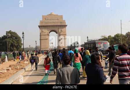 India Gate, eines der Wahrzeichen in New Delhi, Indien. Es ist ursprünglich das All India War Memorial für die 70.000 tot genannt Stockfoto