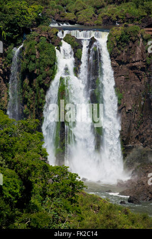 Teil der Iguazu fällt, von der brasilianischen Seite, eines der sieben Naturwunder der Welt gesehen Stockfoto