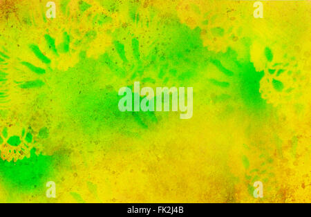 gelbe und grüne Aquarell mit Texturen hinzugefügt und ornament Struktur, Aquarell Hintergrund gemalt. Stockfoto