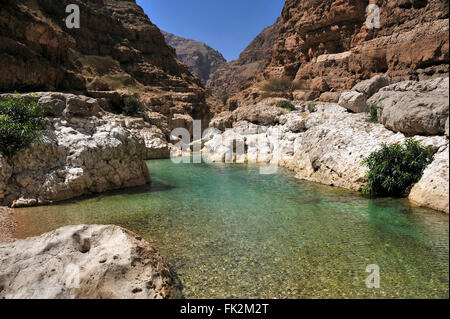 Wadi Shab im Sultanat von Oman Stockfoto