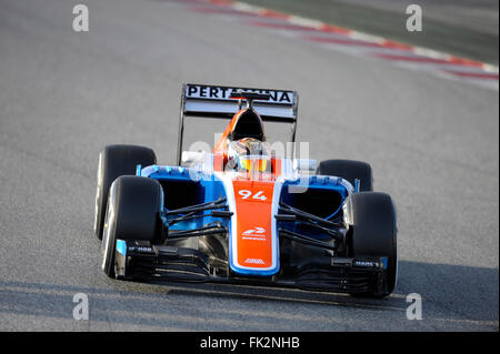 Pascal Wehrlein (GER), Manor Racing während Formel1 Test Tage auf dem Circuit de Barcelona-Catalunya, Spanien vom 22. Februar bis 25. 2016 Stockfoto