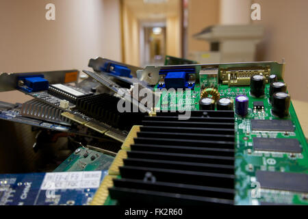 Deponie Computerkomponenten. Defekte Geräte. Stockfoto