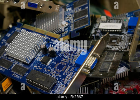 Deponie Computerkomponenten. Defekte Geräte. Stockfoto