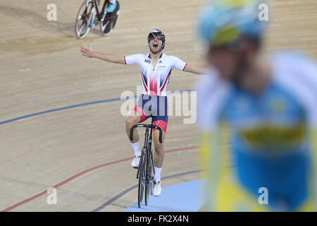 Lee Valley Velo Centre, London UK. 5. März 2016. UCI Track Cycling World Championships Mens Punkte. TRANSZENDENTALER Jonathan (GBR) © Aktion Plus Sport/Alamy Live-Nachrichten Stockfoto