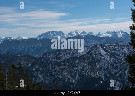 Pamorama-Blick auf die österreichischen Alpen mit Watzmann Stockfoto