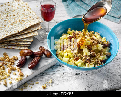 Honig-Apfel-charoset Stockfoto