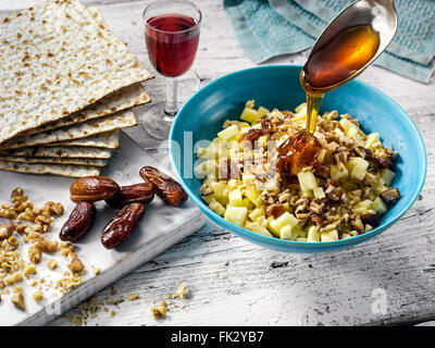 Honig-Apfel-charoset Stockfoto