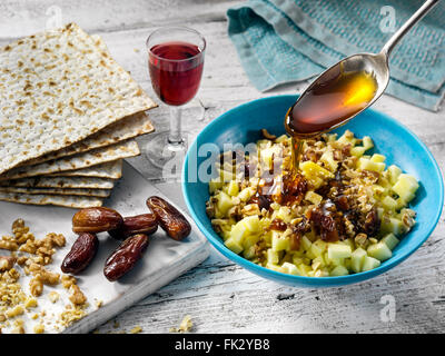 Honig-Apfel-charoset Stockfoto