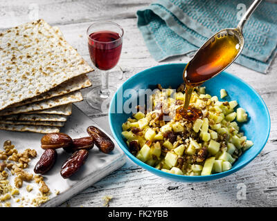 Honig-Apfel-charoset Stockfoto