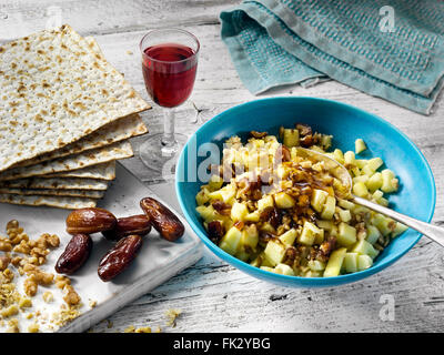 Honig-Apfel Charoset Passah-Beilage Stockfoto