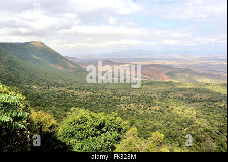 Rift Valley Panorama gesehen vom Hochland, Kenia Stockfoto