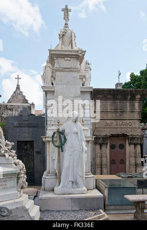 Statuen und Gräber auf dem Friedhof von Recoleta, wichtigsten monumentalen Friedhof in Argentinien. Dieses Hotel liegt im Barrio Recoleta Stockfoto