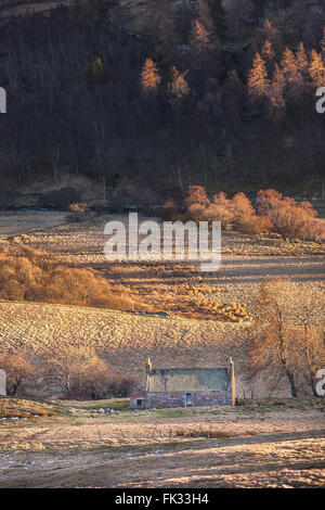 Schutzhütte am Glen Gairn in Aberdeenshire, Schottland Stockfoto