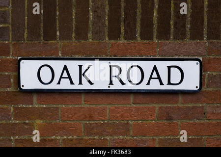 Eiche Straße Straßenname. Stockfoto