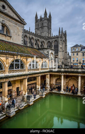 Blick auf Bad Dom aus dem großen römischen Bad im Bad, Avon, Somerset UK Stockfoto