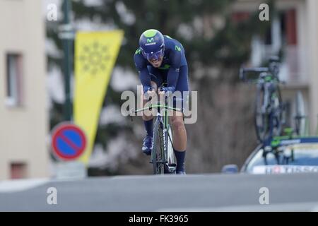 Conflans-Sainte-Honorine, Frankreich. 6. März 2016. Jesus Herrada Lopez (Movistar) während des Prologs von Paris - Nizza 6. März 2016 in Conflans-Sainte-Honorine, Frankreich Credit: Laurent Lairys/Agence Locevaphotos/Alamy Live News Stockfoto