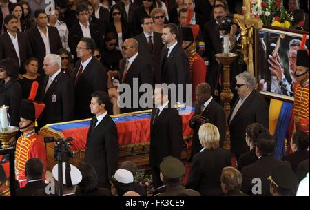 Führenden Politiker der Welt besuchen die Beerdigung des Präsidenten Hugo Chavez in Venezuela 8. März 2013 in Caracas, Venezuela. Stockfoto