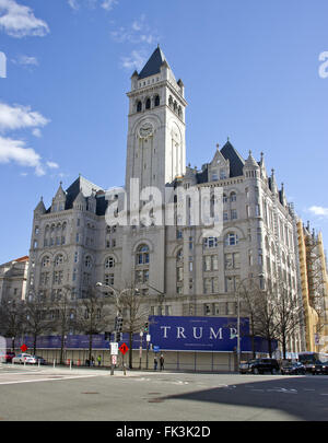 Washington, District Of Columbia, USA. 2. März 2016. Das Trump International Hotel im Bau in Washington, DC am 6. März 2016. Es liegt bei 1100 Pennsylvania Avenue, NW in einem 1899 Vintage Gebäude bekannt als das alte Post Office-Pavillon, die später offiziell die Nancy Hanks Center umbenannt. Wenn abgeschlossen, die Sanierung und Umwandlung in ein Luxushotel mit 260 Zimmern kostet $ 200 Millionen. Bildnachweis: Ron Sachs/CNP © Ron Sachs/CNP/ZUMA Draht/Alamy Live-Nachrichten Stockfoto