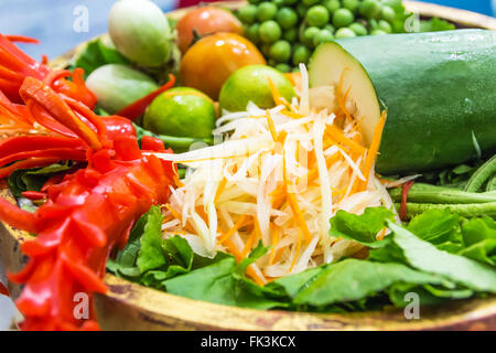 Ein Foto von der traditionellen Thai-Food, Papaya Salatzutaten Stockfoto