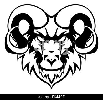 Ein Beispiel für ein Ram-Tier bedeuten Sport Maskottchen Kopf Stockfoto