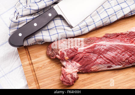 Ausschreibung, Hanger Steak, Onglet - hängen, bevor das Fleisch von der Metzgerei getrimmt wurde Stockfoto