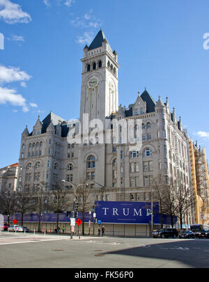 Das Trump International Hotel im Bau in Washington, DC am 6. März 2016. Es liegt bei 1100 Pennsylvania Avenue, NW in einem 1899 Vintage Gebäude bekannt als das alte Post Office-Pavillon, die später offiziell die Nancy Hanks Center umbenannt. Wenn abgeschlossen, die Sanierung und Umwandlung in ein Luxushotel mit 260 Zimmern kostet $ 200 Millionen. Bildnachweis: Ron Sachs/CNP - kein Draht-Dienst- Stockfoto