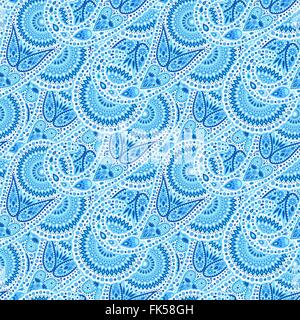 Feste blaue Wellen-Paisley-Muster Stock Vektor