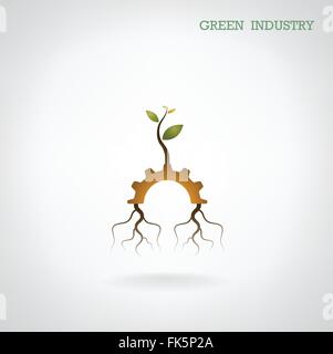 Konzept der grünen Branche. Kleine Anlage und Ausrüstung Symbol, Geschäfts- und grüne Idee, Bildungskonzept. Vektor-Illustration. Stock Vektor