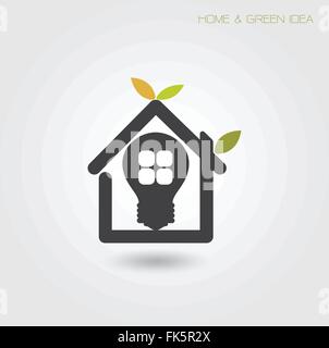 Ökostrom Wohnkonzept, Haus und Garten-Symbol. Vektor-illustration Stock Vektor