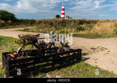 Rot-weiß lackierten Leuchtturm bei Happisburgh in Norfolk, England Stockfoto