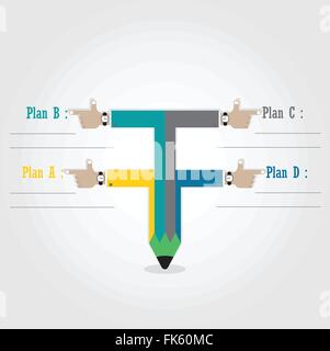 Kreative Vorlage mit Bleistift Band Banner Flussdiagramm, werden Infografiken und Banner eingesetzt. Wirtschaft und Bildung Konzept Stock Vektor