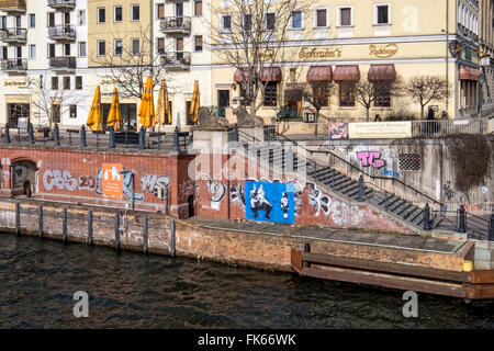 Ephraim's Restaurant, Bar am Fluss und Dining neben der Spree, Nikolaiviertel, Spreeufer, Mitte, Berlin Stockfoto