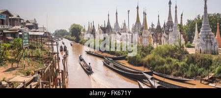 Stupas an Ywama Paya buddhistische Tempelanlage, Inle-See, Shan State in Myanmar (Burma), Asien Stockfoto