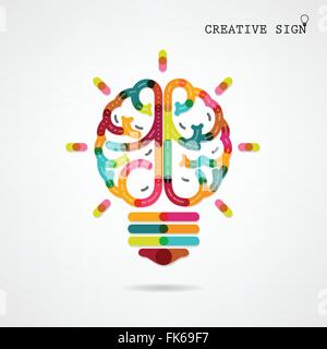 Kreative Infografiken linke und Rechte Gehirnhälfte Funktion Ideen auf Hintergrund, design für Flyer, Cover, Broschüre, Plakat, Diagramm Stock Vektor