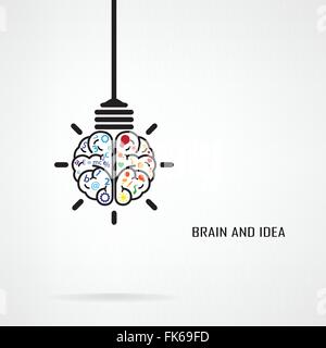 Kreative Gehirnhälfte Idee und Konzept der Glühbirne, design für Plakat Flyer Abdeckung Broschüre, Geschäftsidee, Bildungskonzept. Stock Vektor