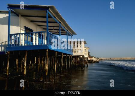 Traditionelles Haus - Strand in COLAN. Abteilung von Piura. Peru Stockfoto