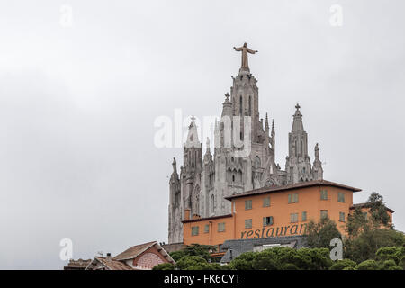 Temple Expiatori del Sagrat Cor, Enric Sagnier, Tibidabo, Barcelona. Stockfoto