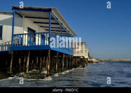 Traditionelles Haus - Strand in COLAN. Abteilung von Piura. Peru Stockfoto