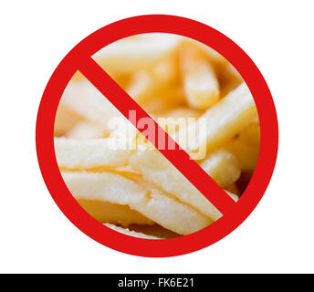 Nahaufnahme von Pommes frites hinter kein symbol Stockfoto