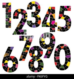 Kreative Ziegel Nummer Alphabet Schriftschnitt. Vektor-Illustration. Stock Vektor