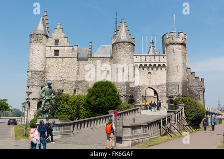 Het Steen, eine mittelalterliche Festung in Antwerpen, Belgien Stockfoto