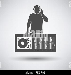 DJ-Ikone auf grauem Hintergrund mit runden Schatten. Vektor-Illustration. Stock Vektor