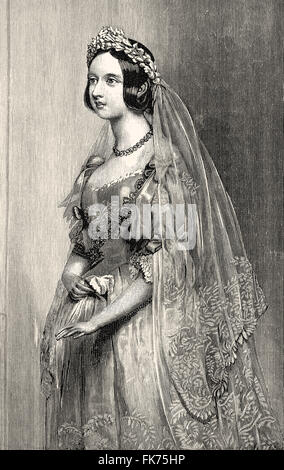 Das Brautkleid von Königin Victoria, Victoria oder Alexandrina Victoria, 1819-1901, Königin des Vereinigten Königreichs Großbritannien Stockfoto