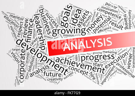 Analyse-Wort auf Wort-Cloud-Business-Konzept Stockfoto