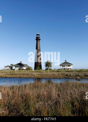 Zeigen Sie Bolivar Leuchtturm an der Golfküste von Texas. Stockfoto