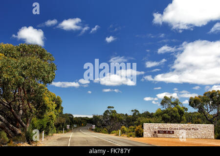 Eingang zum Flinders Chase Nationalpark auf Kangaroo Island, South Australia, Australien. Stockfoto