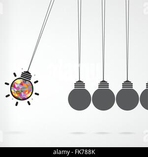 Newtons Cradle-Konzept auf Hintergrund, kreative Glühbirne Idee Konzept, Geschäftsidee, abstrakte background.vector illustration Stock Vektor