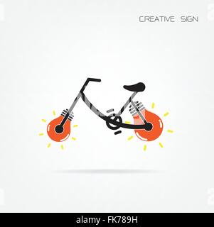 Kreative Glühbirne und Fahrrad-Symbol. Vektor-illustration Stock Vektor
